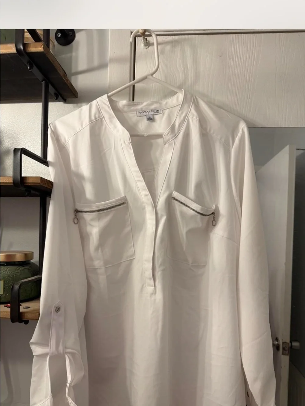 Notations White Women's Tunic Blouse - Picture 1 of 3